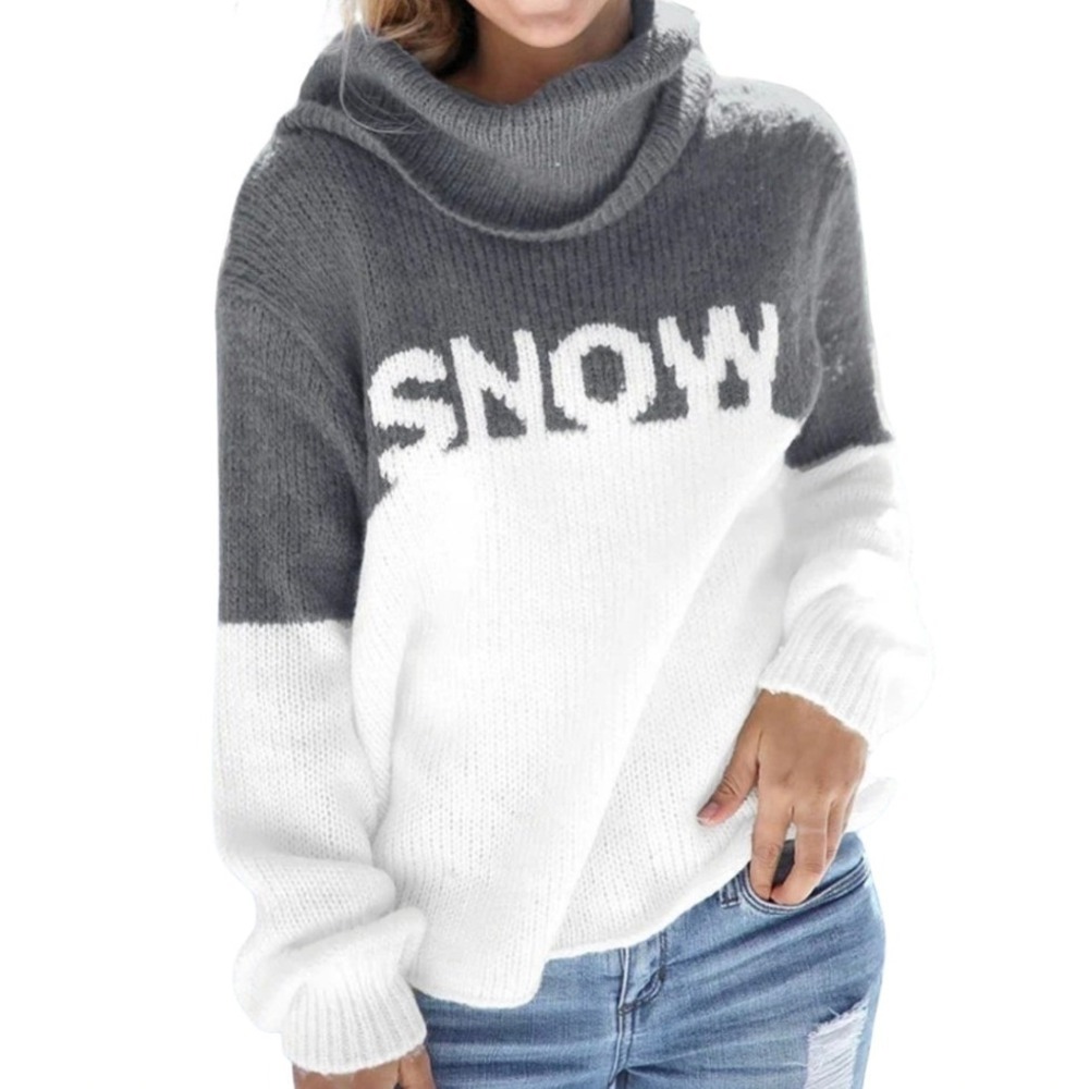 Wooden Ships NWT Snow Cowl Neck Chunky Knit Sweater Grey White Mohair Wool XS